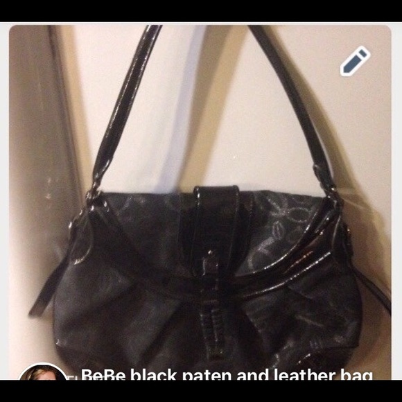 bebe Handbags - Bebe black paten and leather bag